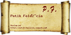 Petik Felícia névjegykártya